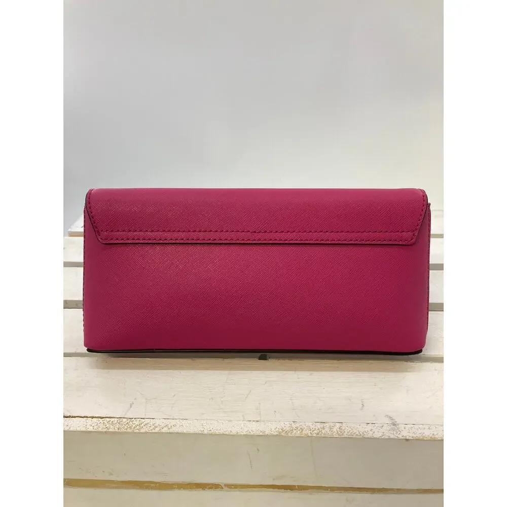 KATE SPADE, SMALL PINK RECTANGULAR SAFFIANO LEATHER CLUTCH
